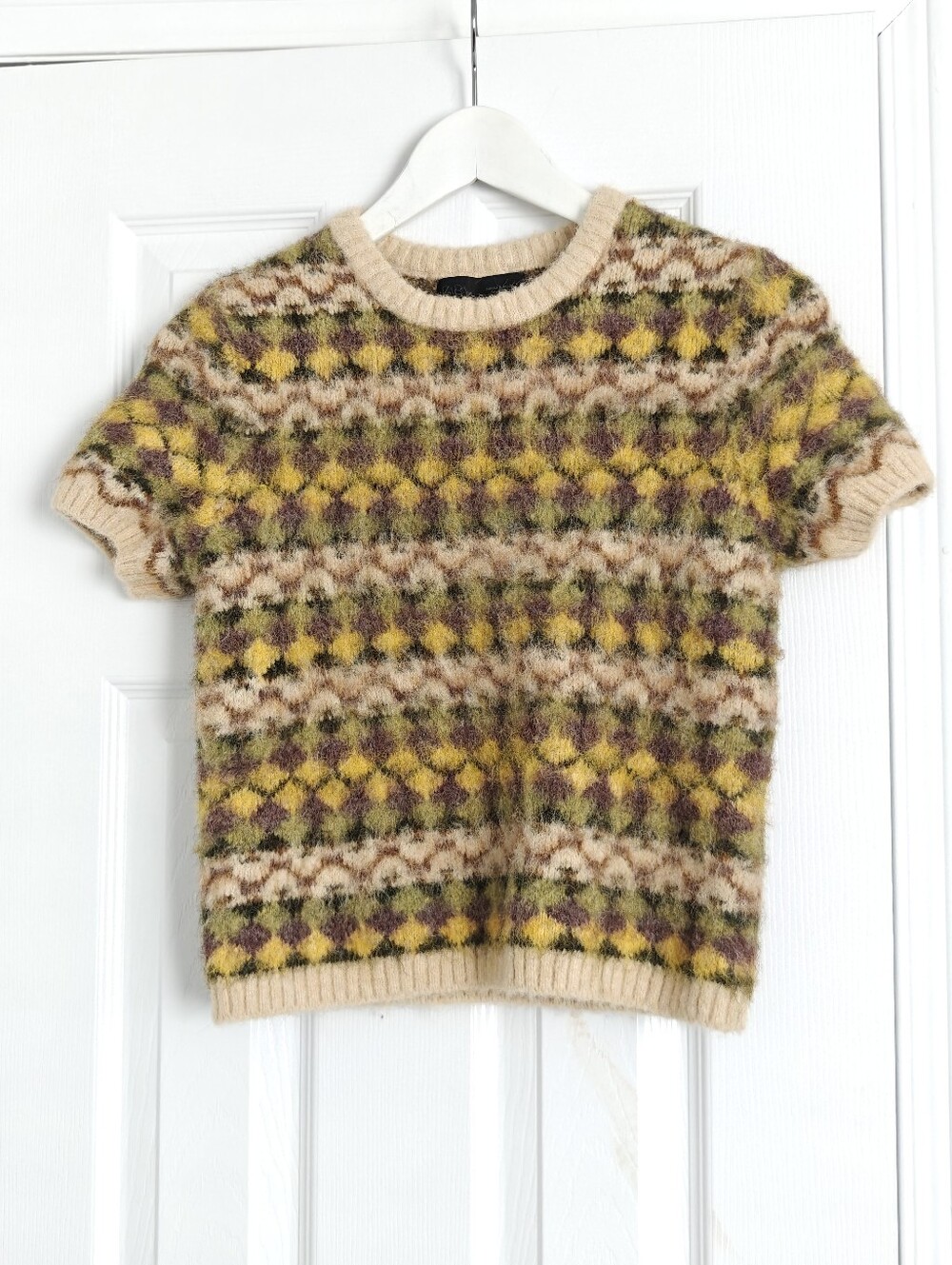 Zara Fuzzy Short Sleeve Sweater